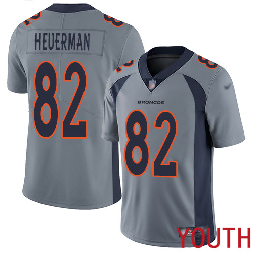 Youth Denver Broncos #82 Jeff Heuerman Limited Silver Inverted Legend Football NFL Jersey